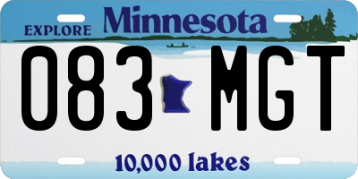MN license plate 083MGT