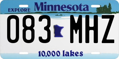 MN license plate 083MHZ