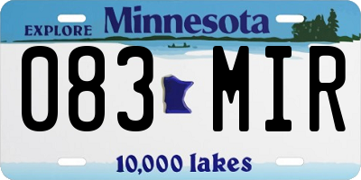 MN license plate 083MIR
