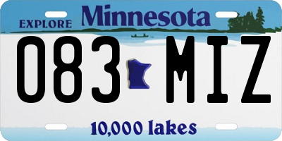 MN license plate 083MIZ