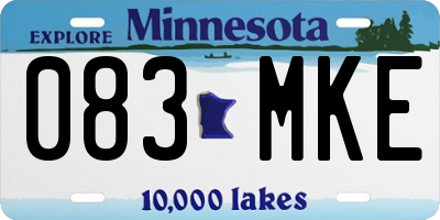 MN license plate 083MKE