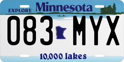 MN license plate 083MYX