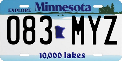 MN license plate 083MYZ