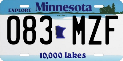 MN license plate 083MZF