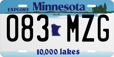 MN license plate 083MZG