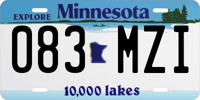 MN license plate 083MZI