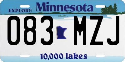 MN license plate 083MZJ