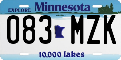 MN license plate 083MZK