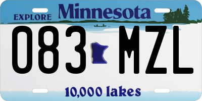 MN license plate 083MZL