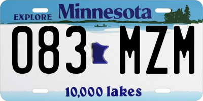 MN license plate 083MZM