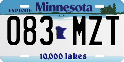 MN license plate 083MZT