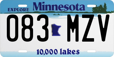 MN license plate 083MZV