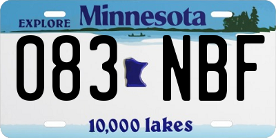 MN license plate 083NBF