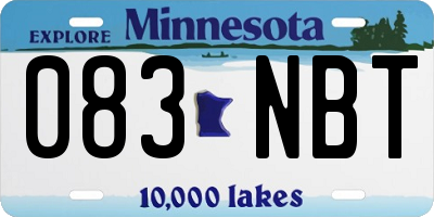 MN license plate 083NBT