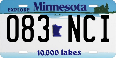 MN license plate 083NCI