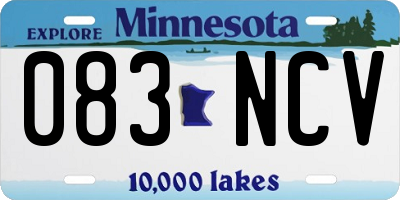 MN license plate 083NCV