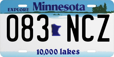 MN license plate 083NCZ