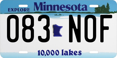 MN license plate 083NOF