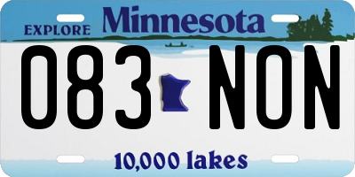MN license plate 083NON
