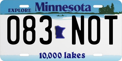 MN license plate 083NOT