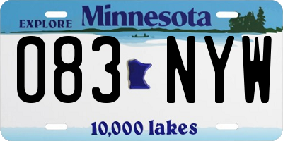 MN license plate 083NYW