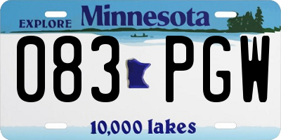 MN license plate 083PGW