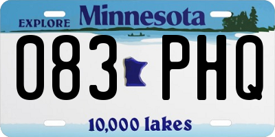 MN license plate 083PHQ