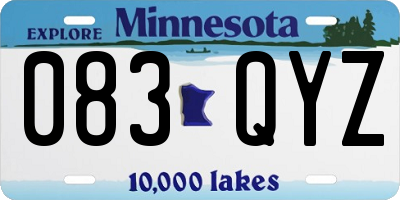 MN license plate 083QYZ