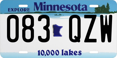 MN license plate 083QZW