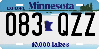 MN license plate 083QZZ