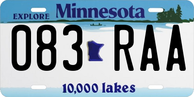 MN license plate 083RAA