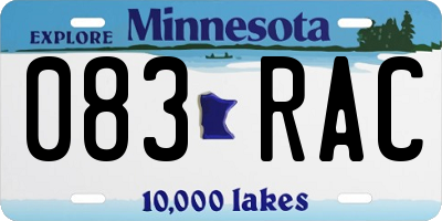 MN license plate 083RAC