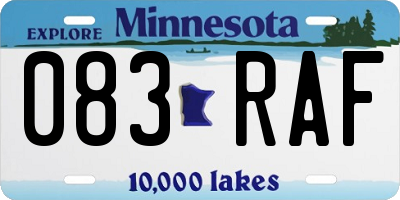 MN license plate 083RAF