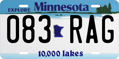 MN license plate 083RAG