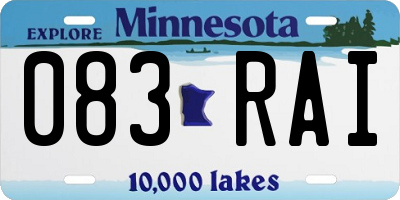 MN license plate 083RAI