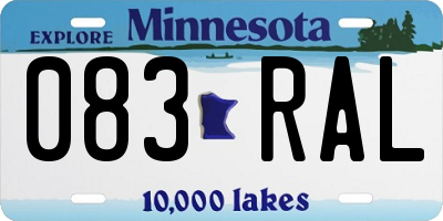 MN license plate 083RAL