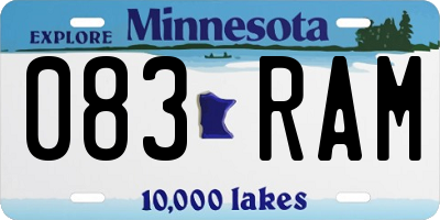 MN license plate 083RAM