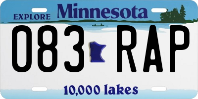 MN license plate 083RAP
