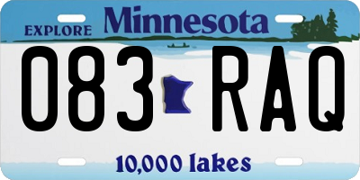 MN license plate 083RAQ