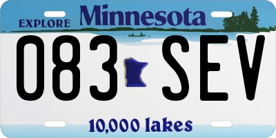 MN license plate 083SEV