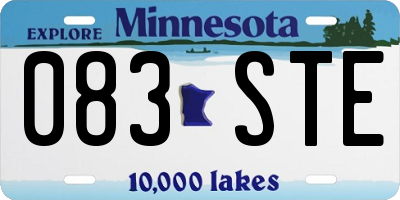 MN license plate 083STE