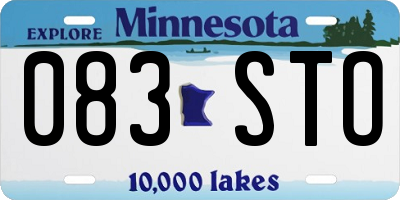 MN license plate 083STO