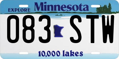 MN license plate 083STW
