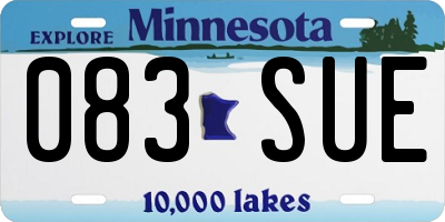 MN license plate 083SUE