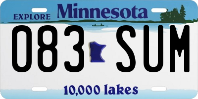 MN license plate 083SUM