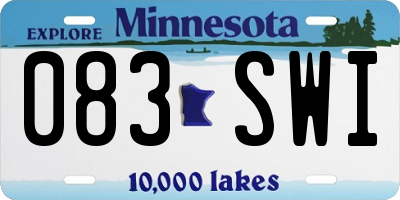 MN license plate 083SWI