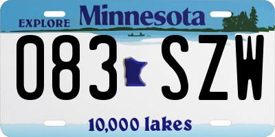 MN license plate 083SZW
