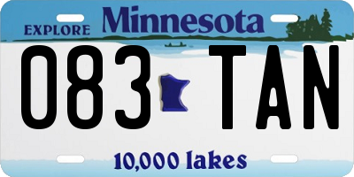 MN license plate 083TAN