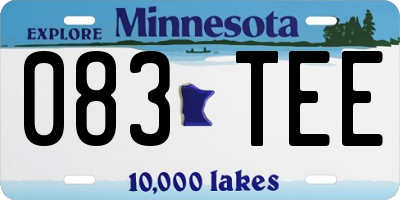 MN license plate 083TEE