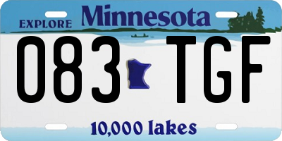 MN license plate 083TGF